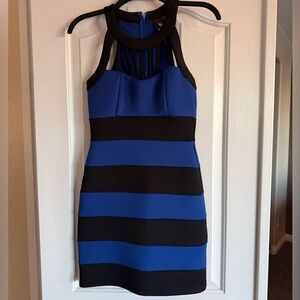 3/$20!! Elegant Blue and Black Striped Dress